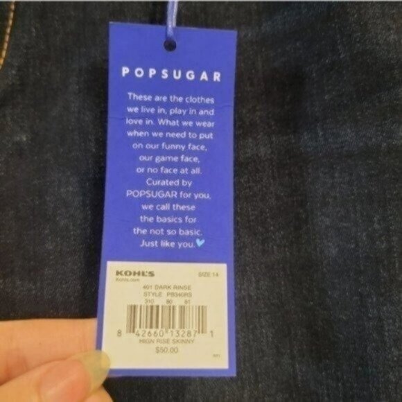 PopSugar | High Rise Skinny Jeans Dark Rince Wash NWT - Picture 10 of 12